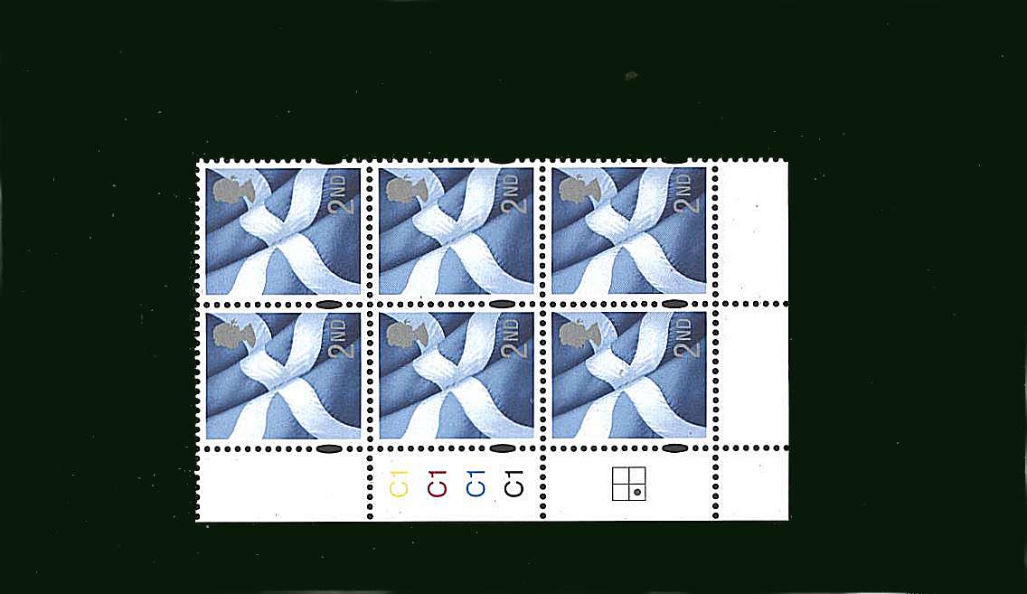 view larger image for SG S130a (23 Feb 2016) - 2nd Class - Centre Band<br/>
Printed by Cartor<br/>
<b>GREY HEAD</b><br/> in a superb unmounted mint cylinder block of six showing Cylinder C1 C1 C1 C1 C1