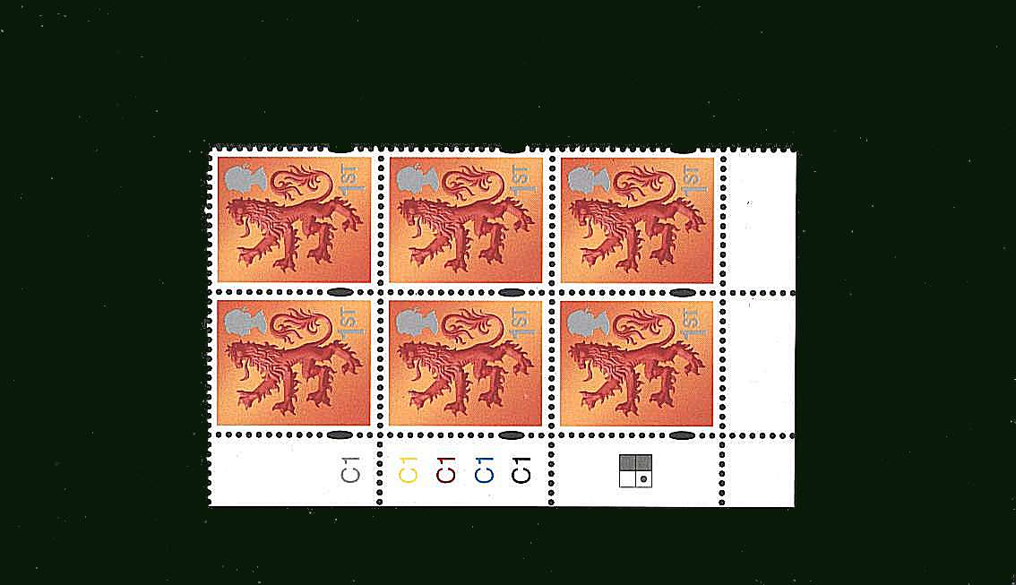 view larger image for SG S131 (27 June 2012) - 1st Class<br/>Printed by Cartor - Litho<br/>
<b>SILVER HEAD</b><br/> in a superb unmounted mint cylinder block of six showing Cylinder C1 C1 C1 C1 C1