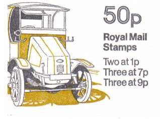 British Stamps QE II Folded Booklets Item: view larger image for SG FB6B (1978) - 50p Booklet - Commercial Vehicles Series - No 4 - Guy Electric dustcart - 7p's at Right - Pane is SG X844na