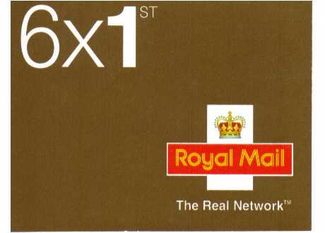 British Stamps Self Adhesive Booklets Item: view larger image for SG MB6 (2003) - 6x1st Class Gold - Walsall - 'The Real Network' on cover<br/>Containing 2295x6